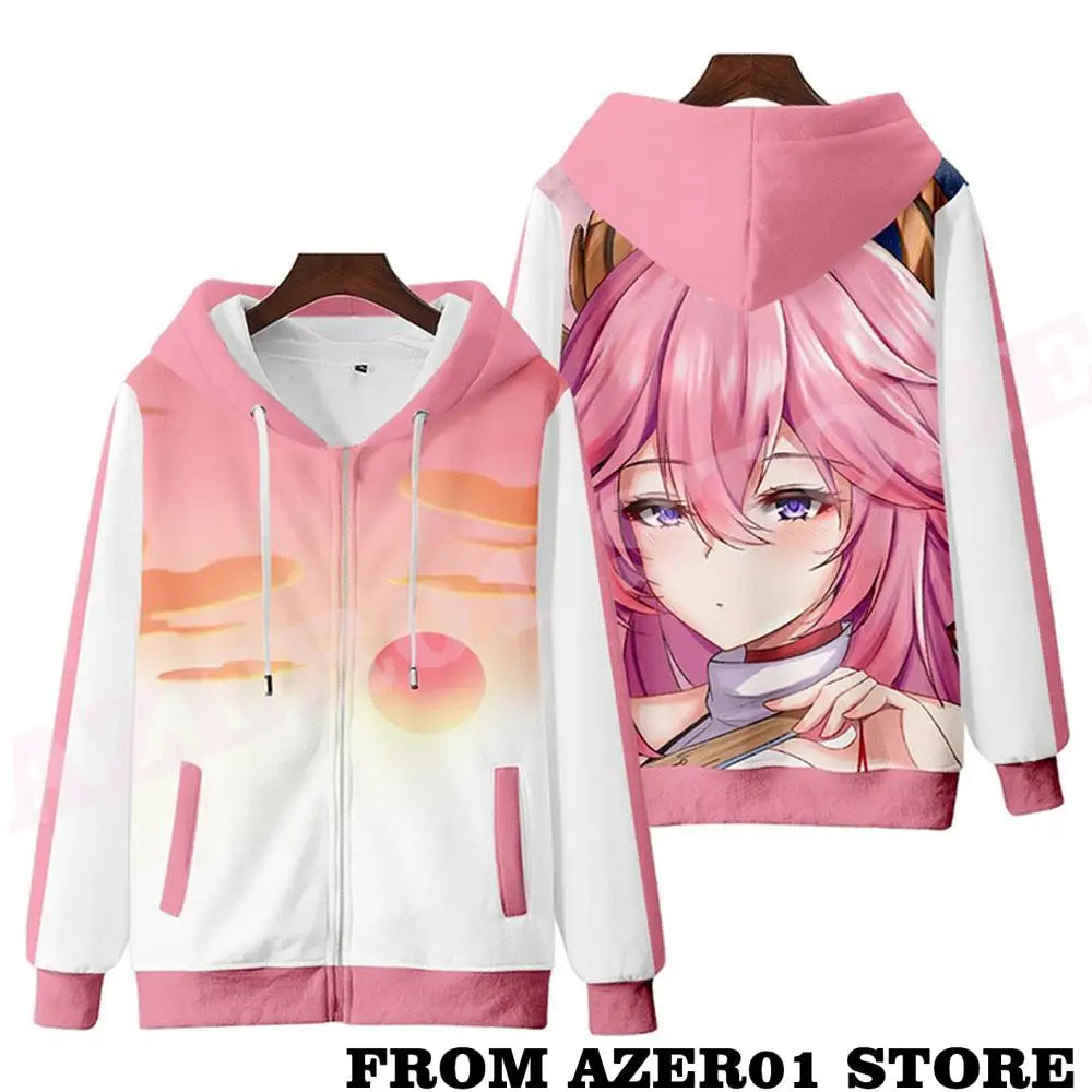 Genshin Impact YAE MIKO 3D Print Hoodies  Fashion Winer Suit Sportswear Youthful Kawaii Women/Men hooded Anime Game Kids Tops