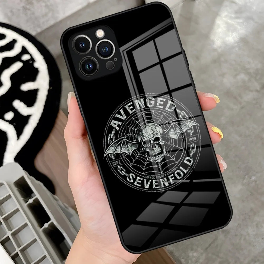 Avenged Sevenfold Phone Case for iPhone 15 Pro 14 13 12 11 Mini X XS XR Max 6 8 Plus SE 2020 Glass Design Cove