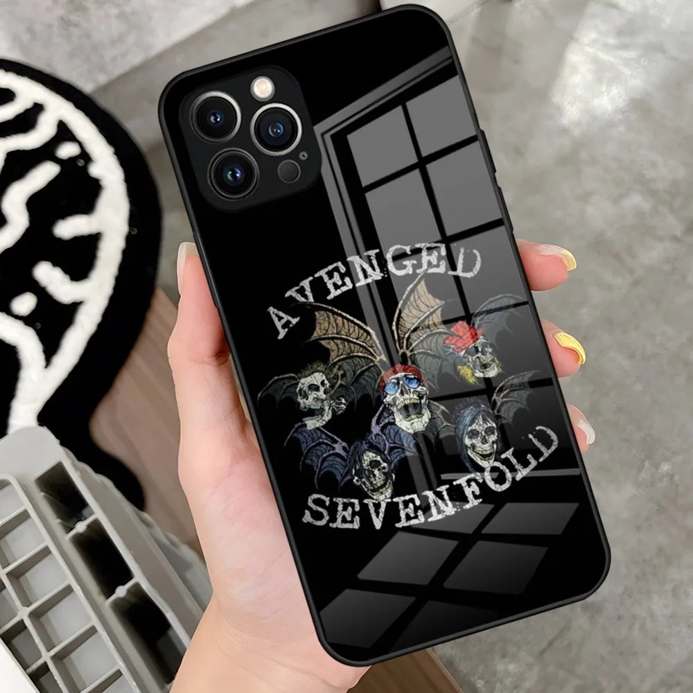 Avenged Sevenfold Phone Case for iPhone 15 Pro 14 13 12 11 Mini X XS XR Max 6 8 Plus SE 2020 Glass Design Cove