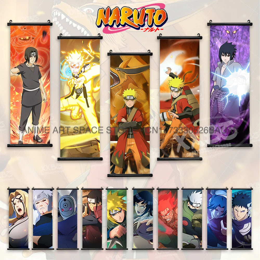 Naruto Hanging Painting Canvas Hatake Kakashi Home Decorative Uchiha Itachi Wall Art Namikaze Minato Scroll Picture Anime Poster