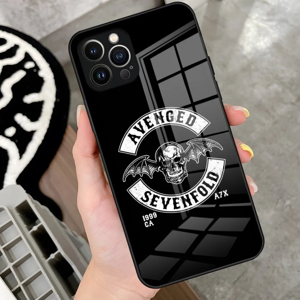 Avenged Sevenfold Phone Case for iPhone 15 Pro 14 13 12 11 Mini X XS XR Max 6 8 Plus SE 2020 Glass Design Cove