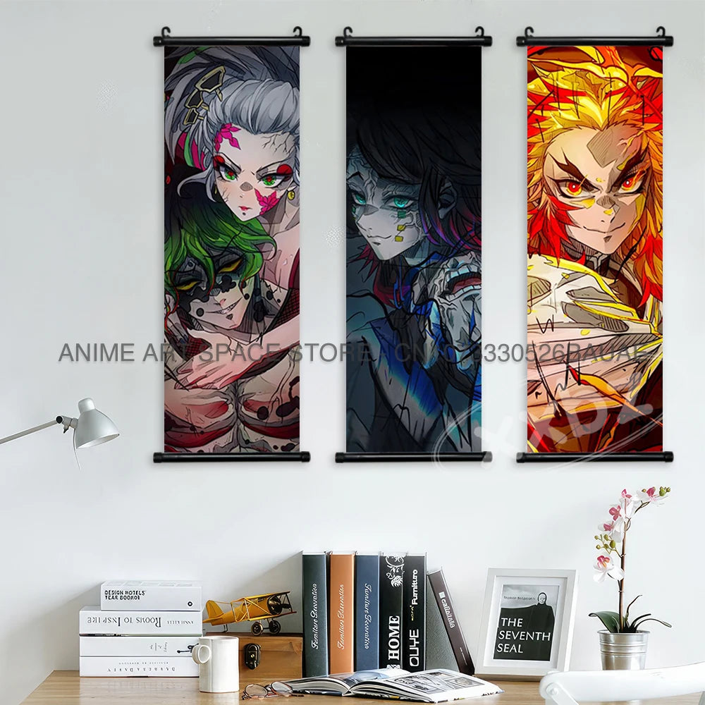 Demon Slayer Hanging Painting Home Decoration Canvas Anime Poster Tanjirou Wall Art Nezuko Scrolls Picture Fashion Living Room