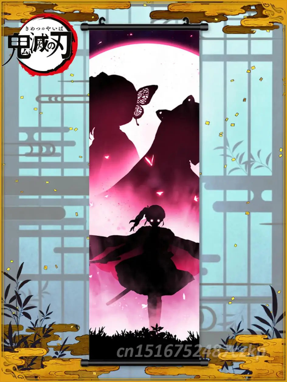 Demon Slayer Canvas Wall Art Tomioka Giyuu Print Painting Hanging Kochou Shinobu Scrolls Poster Home Decor Anime Modular Picture