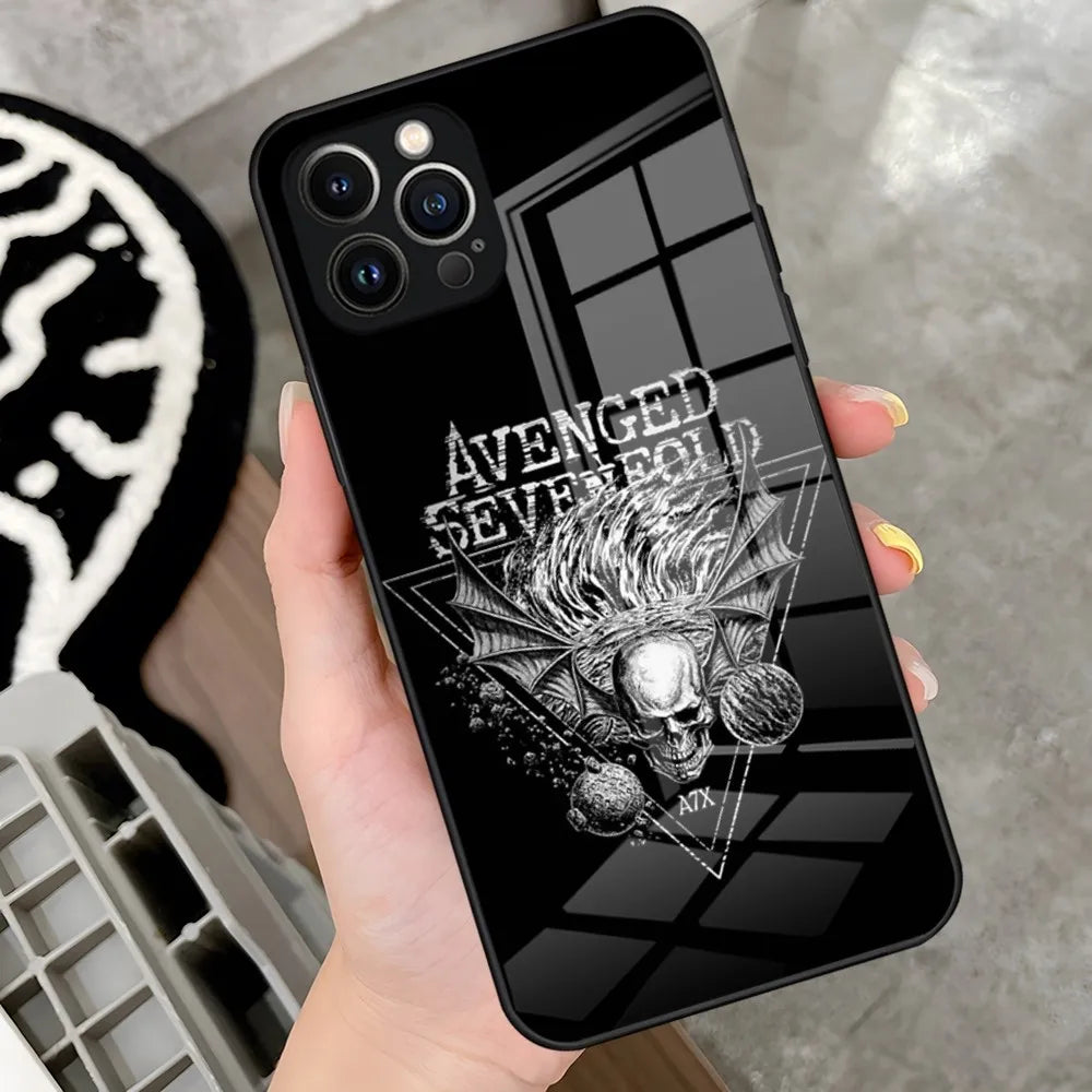 Avenged Sevenfold Phone Case for iPhone 15 Pro 14 13 12 11 Mini X XS XR Max 6 8 Plus SE 2020 Glass Design Cove