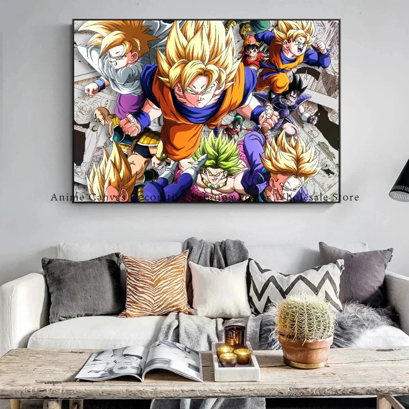 Dragon Ball Anime Character Goku Poster Canvas Painting Suitable for Fashion Home Room Wall Decor Mural Christmas Children Gift