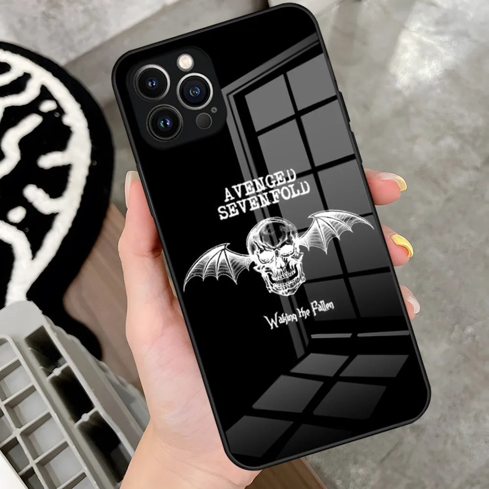 Avenged Sevenfold Phone Case for iPhone 15 Pro 14 13 12 11 Mini X XS XR Max 6 8 Plus SE 2020 Glass Design Cove